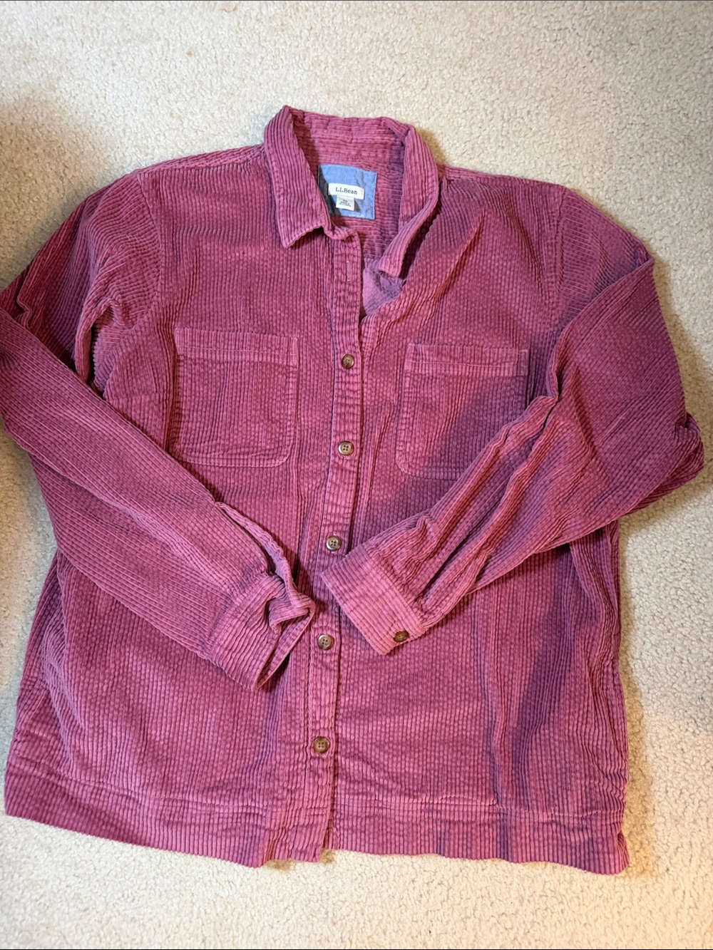 L.L. Bean Women's Corduroy Button-Down Shirt Jacket - Rose